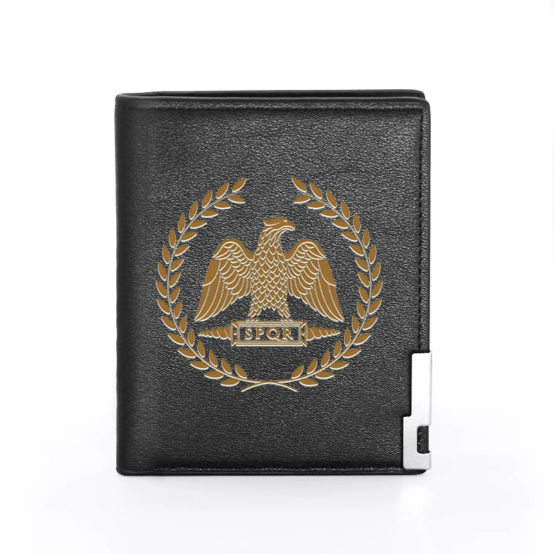 Высококачественный роскошный кожаный кошелек в Римской империи с принтом SPQR, держатель для кредитных карт, короткий тонкий мужской кошелек...
