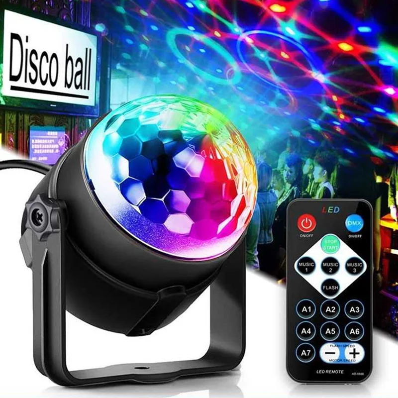 

Sound Control Rotary Projection Magic Ball Stage Light Prom Party Lights Flashing Light 5W RGB LED Stage Light for KTV Bar