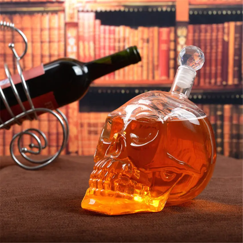 Halloween Crystal Skull Head Bottle Whiskey Vodka Wine Decanter Whisky Glass Beer Spirits Cup Water Bar Home |