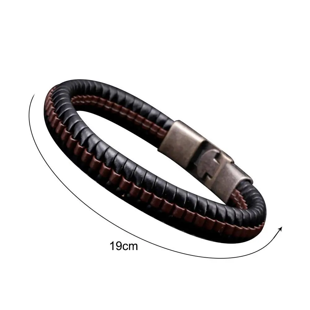 

Fashion Double Braided Leather Bracelet Male Man Classic Rope Bracelets Nature Bracelets Jewelry
