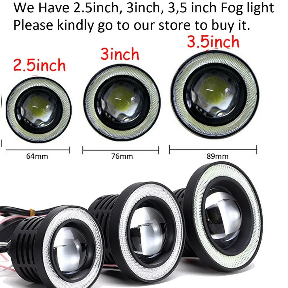 

6000K-7000K Fog Lights Amber Angel Eyes Car High Power Projector Round
