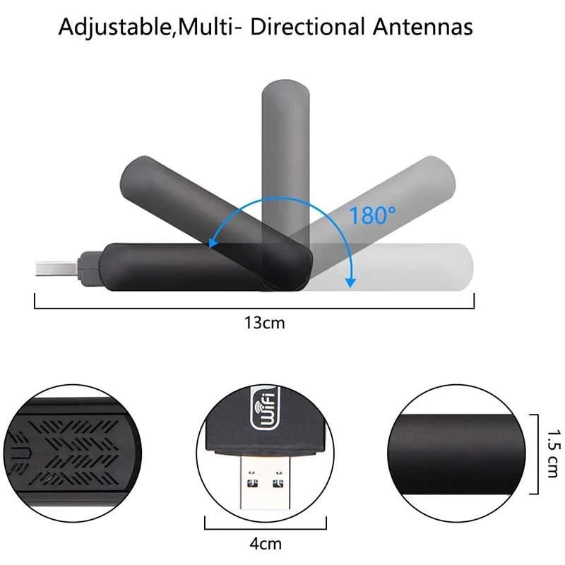 Wi-Fi-адаптер 3 0 USB 2 4 Мбит/с двухдиапазонный Wi-Fi-ключ 10 6 ГГц 5 для Windows vista Mac 15- Linux |