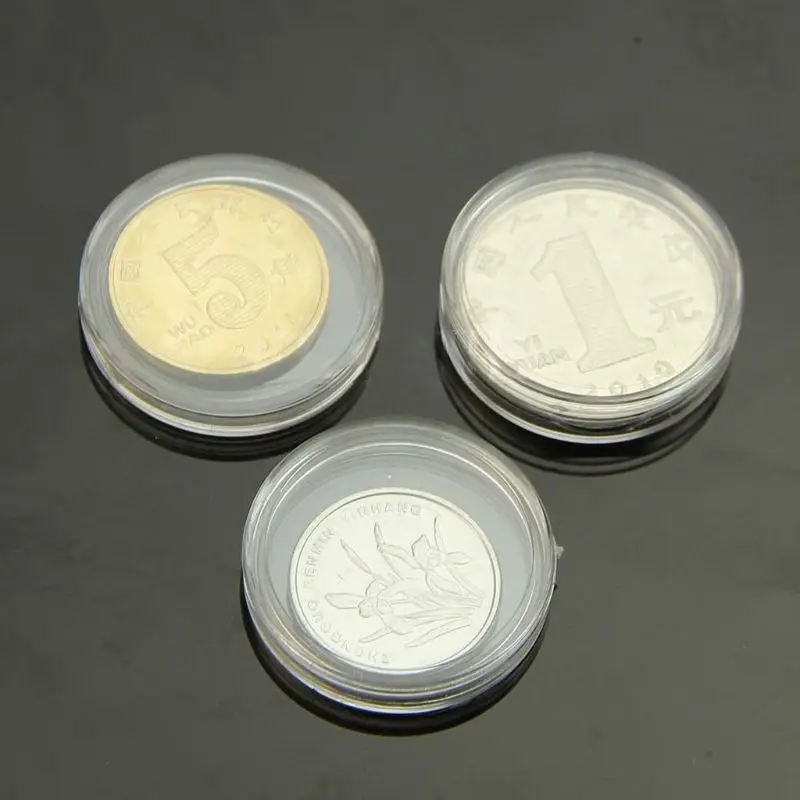 

10pcs 25mm Applied Clear Round Cases Coin Storage Capsules Holder Round Plastic L5YE