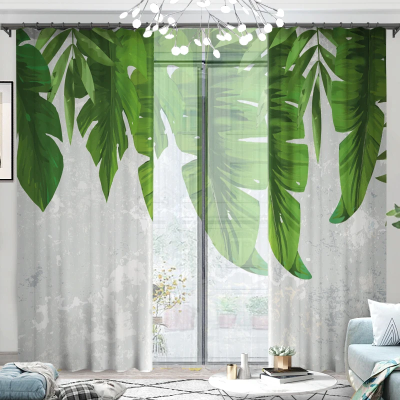 Скандинавская занавеска s для спальни С банановыми листьями гостиной с зелеными