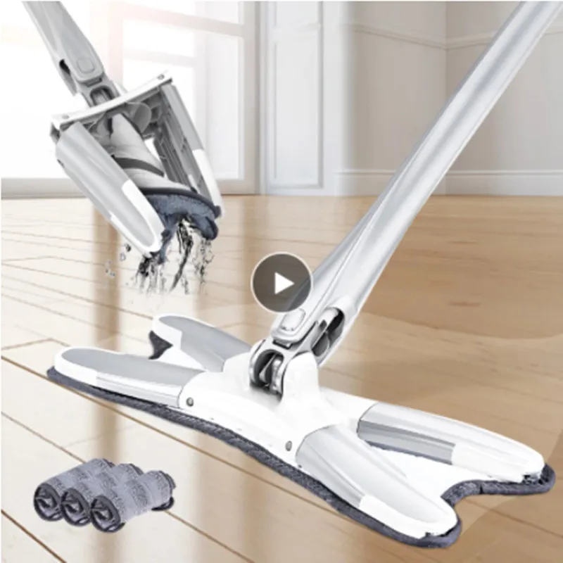 

Швабра для мытья без рук, набор из микрофибры для сухой и влажной уборки, плоский пол, легкая отжимная подкладка для дома, кухни, ламината из ...