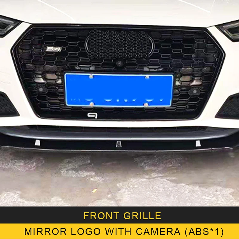 Mirror with camera Для Audi A4 S4 B9 автомобильный передний капот средняя сетка бампер решетка рамка Крышка отделка внешние аксессуары - Цвет: Mirror with camera