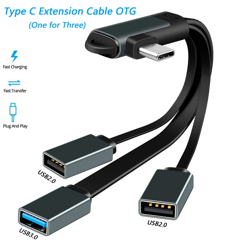 

USB 3,0 Тип C кабель для мужчин и женщин 3 в 1 удлинитель OTG разветвитель адаптер для Мобильный телефон U диск устройство для считывания данных
