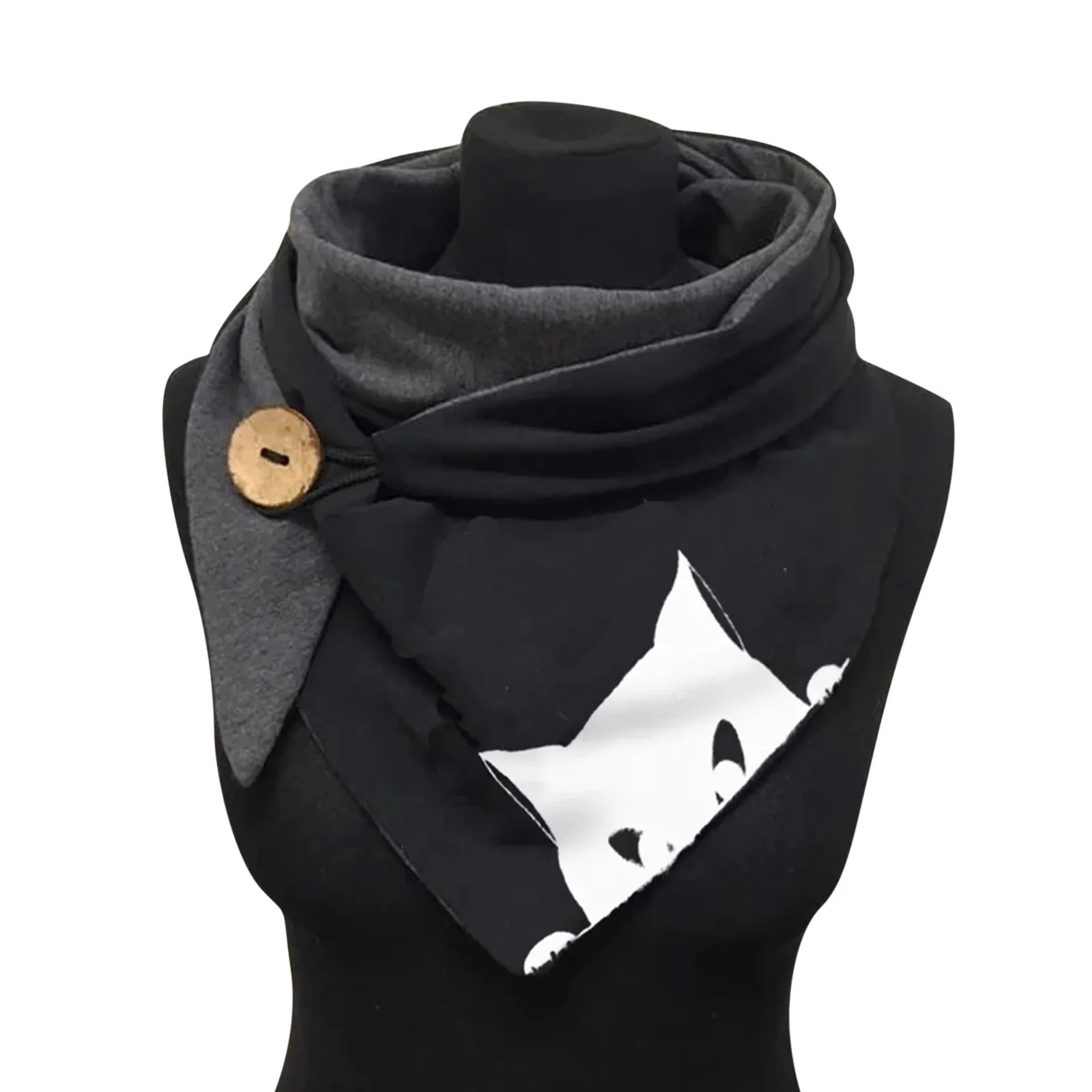 

Женский шарф, зимний модный шарф с художественным принтом на пуговицах, модный функциональный мягкий шарф, повседневные теплые шарфы, шали