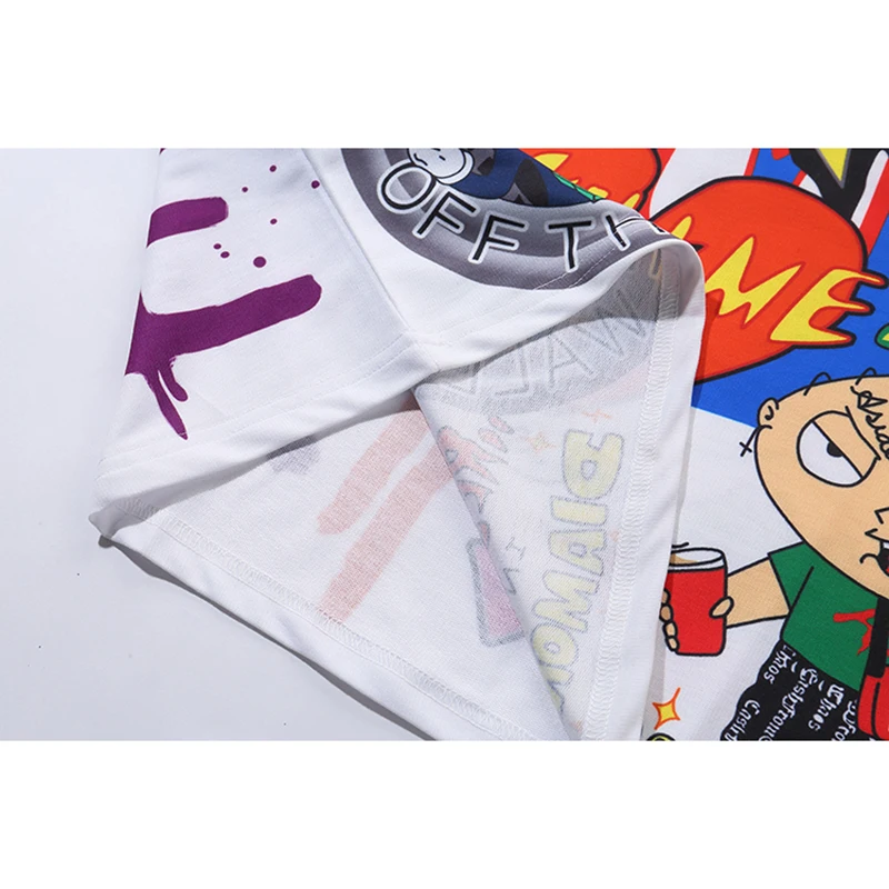 

Pop Nice T Shirt Men Graffiti Cartoon Printed Men's Tee Shirts Short Sleeve T Shirt Fashion High Street Tees Summer Streetwear