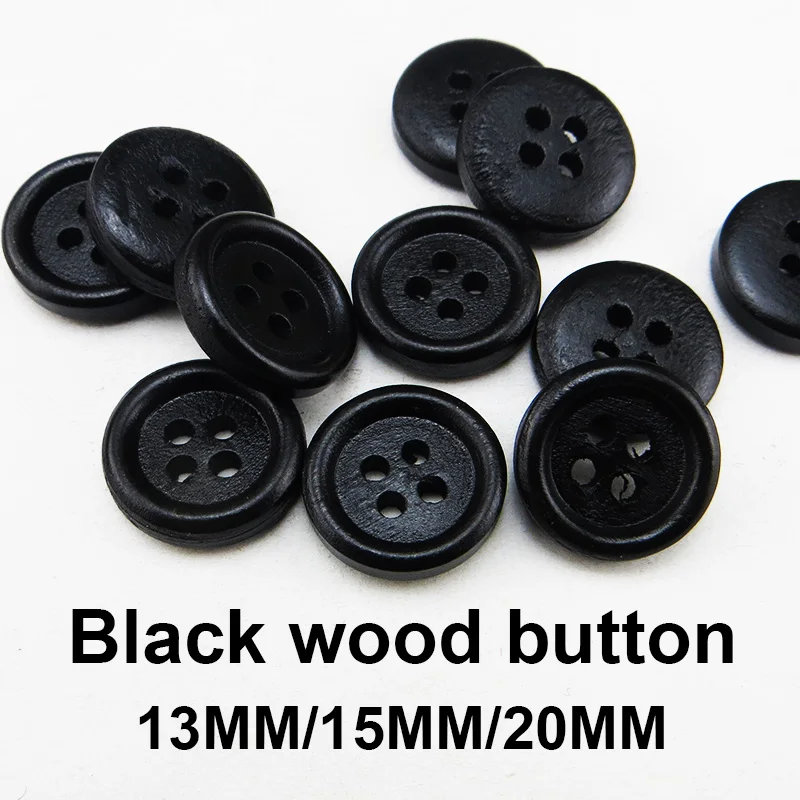 

50PCS/100PCS 13-20MM black wooden buttons 4 holes coat sunflower button garment boots sewing MCB-k01