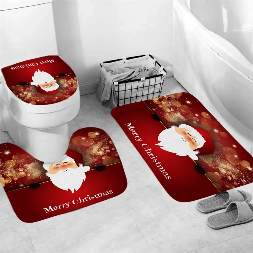 3 шт. новые рождественские украшения для дома чехол на сиденье унитаза