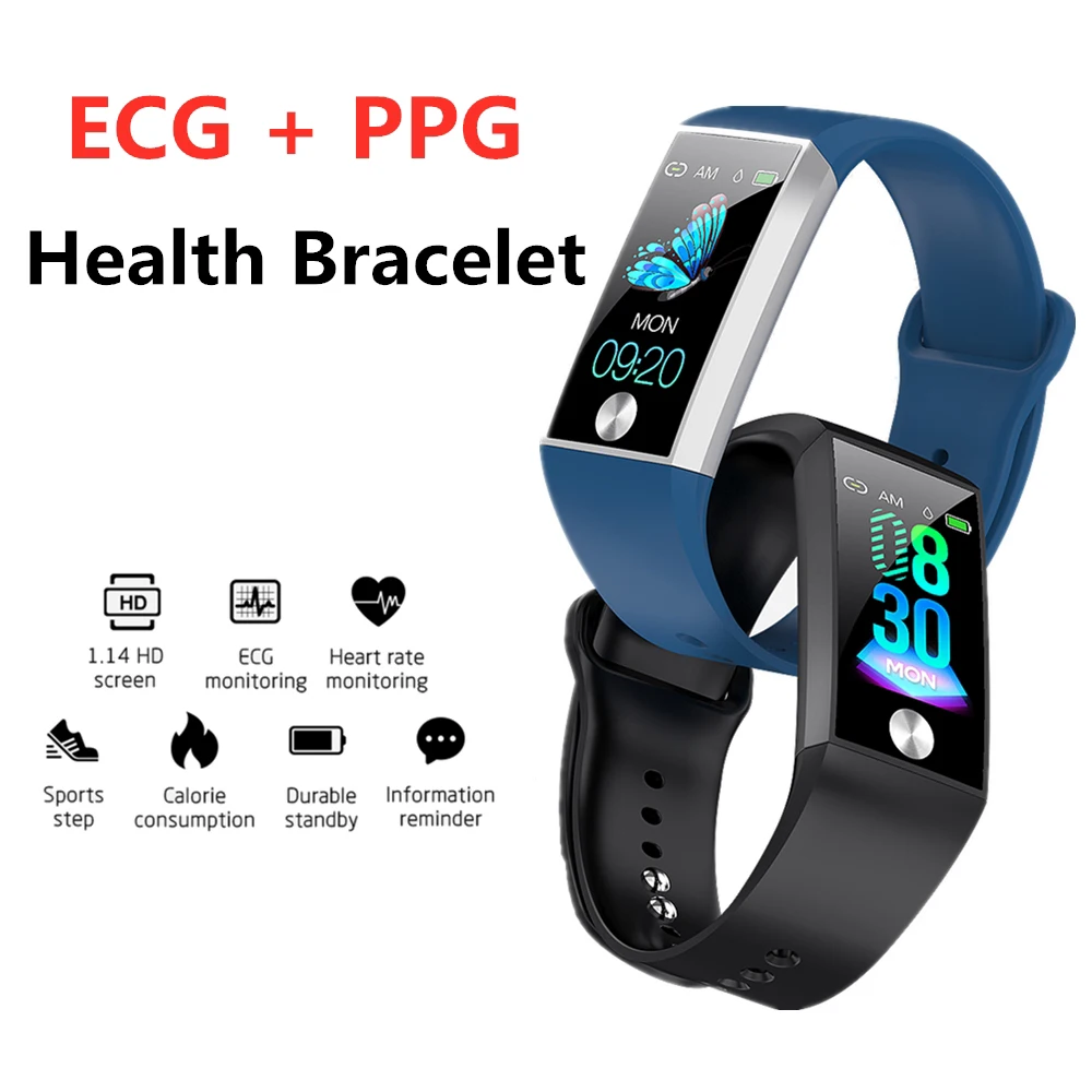 Кардио пульсометр ЭКГ ППГ умный браслет трекер активности артериальное давление