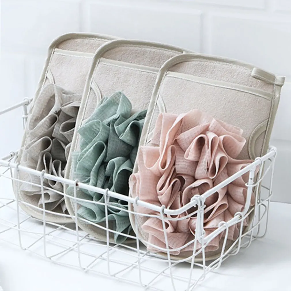 

1Pc Reusable Bath Glove Household Double-Sided Bath Supplies Mesh Sponge Creative Dull Polish Rubbing Towel Bathroom Tool