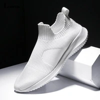 slip on sneakers men lightweight running shoes breathable knitted sock shoes white jogging walking sport shoes male casual shoes