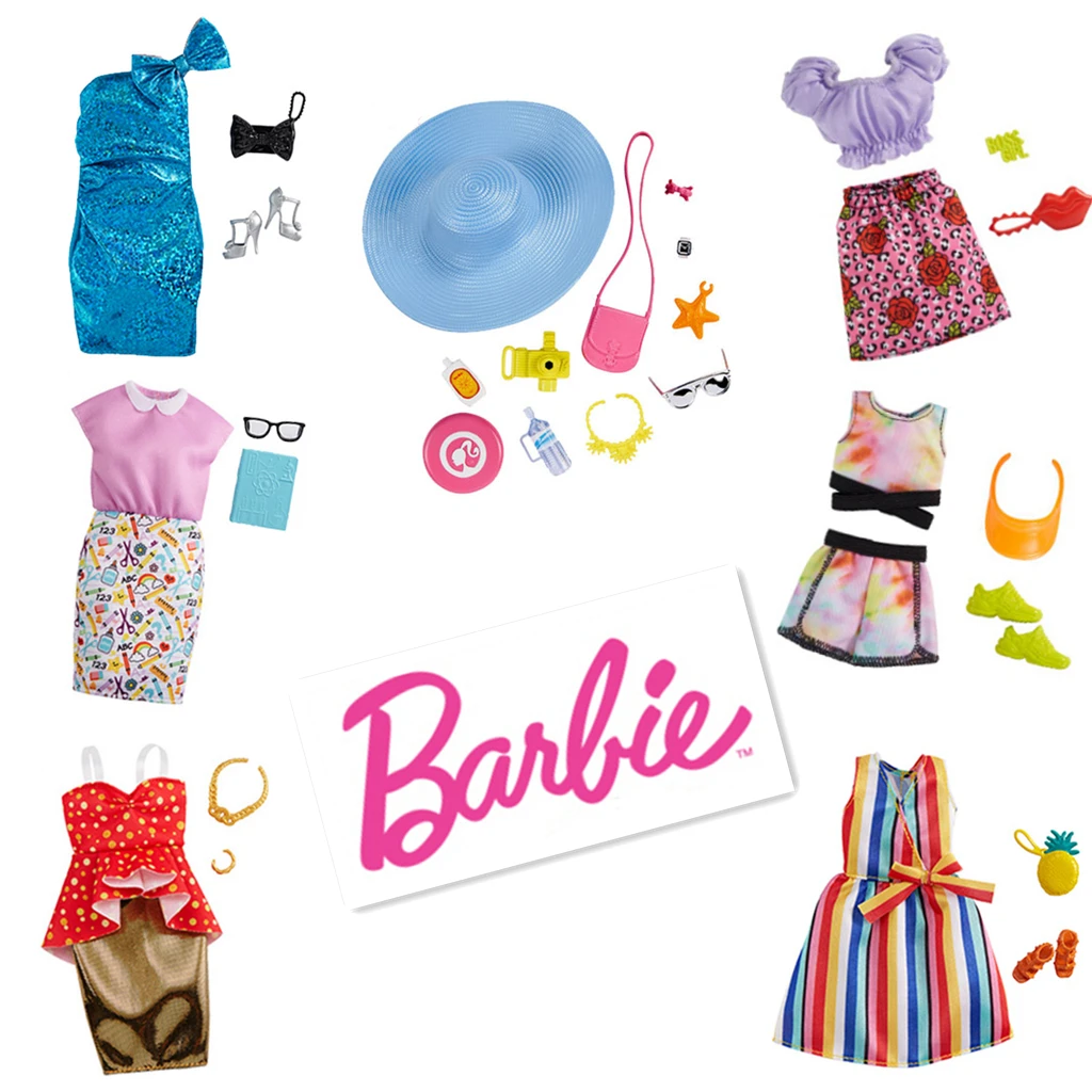 

Barbie Original Mix Dolls Fashion Clothe Outfits Dress Elega Shoes Set Toys For Girls Children Accessories Play House Party