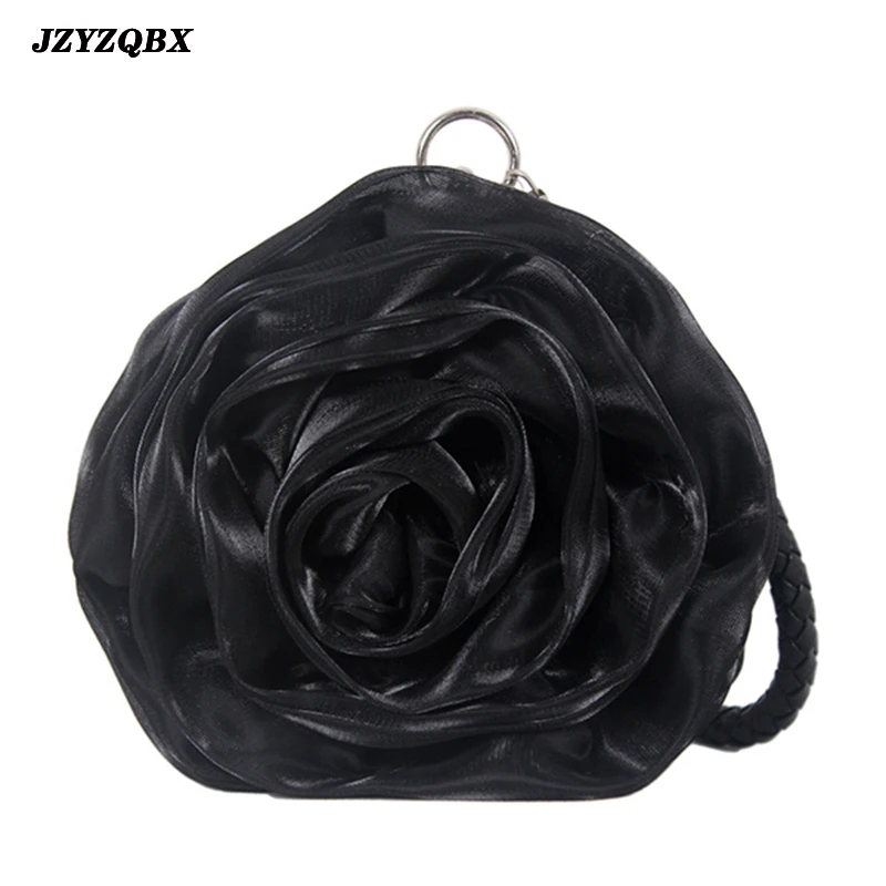 

Women's Bag Rose Handbag Metal Hasp Wedding Bag Vintage Satin Shoulder Bags Women Banquet Evening Bag