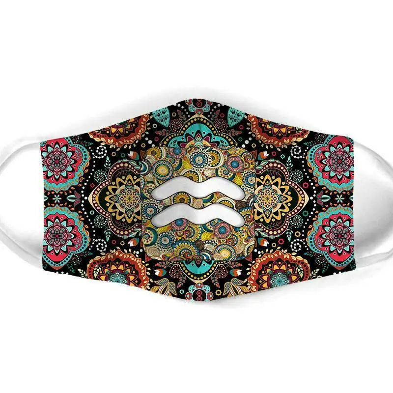 

Beautiful Aquarius Zodiac Face Halloween Christmas Face Mask Washable Reusable