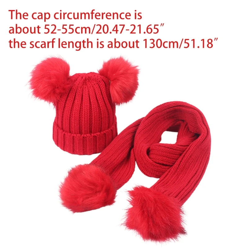 Детская Зимняя Теплая Вязаная Шапка бини в рубчик с длинным шарфом комплекте