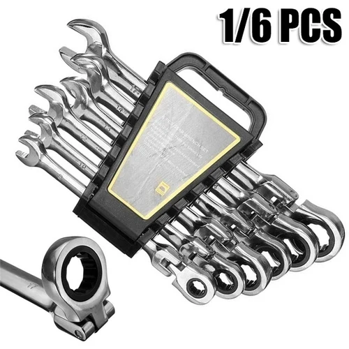 

1pcs/6pcs Open End Carbon Steel 8-17mm Activities Ratchet Wrench Set Torque Combination Spanner Car Repair Tools