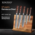 Набор японских кухонных ножей vg10 из дамасской нержавеющей стали, практичные ножи сантоку с рукояткой из палисандра, 67 слоев, 5 шт.6 шт.