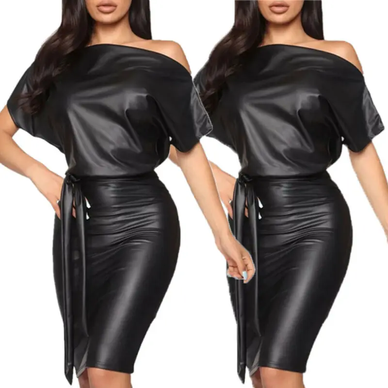 Новое Стильное женское платье черное облегающее мини-платье из искусственной