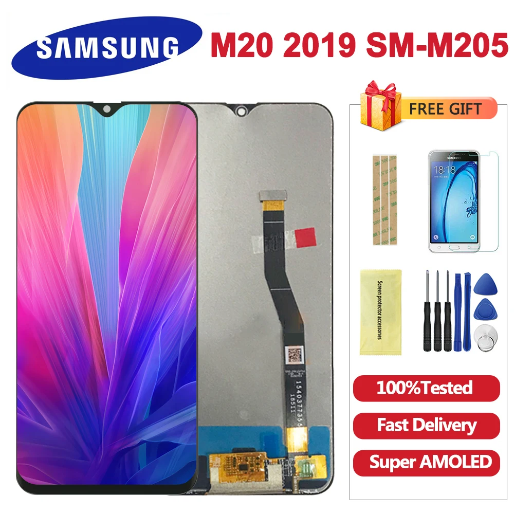 6,3 '' M20 lcd для samsung Galaxy M20 SM-M205 M205F M205G/DS lcd дисплей кодирующий преобразователь сенсорного экрана в сборе Замена