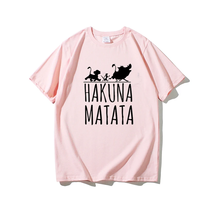 hakuna pink Графическая женская футболка, футболки, эстетическая одежда ulzzang, Корейская одежда для женщин, мультяшный аниме, забавный стиль, женская футболка - Цвет: hakuna pink