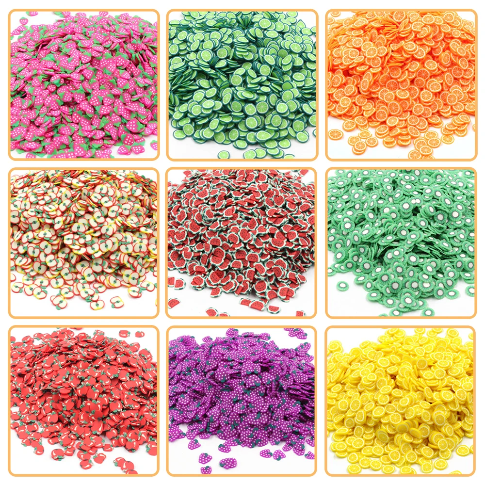Подвески Fimo для фруктов, клейкие аксессуары, пушистые украшения DIY, дополнение в слайме, игрушки для песка, наполнитель, блестящий прозрачный набор