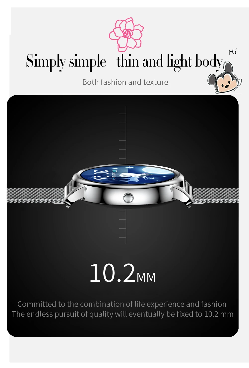 

UGUMO MK20 Women Smart Watch 2020 Fashion Ladies Full Screen Touch Smart Watch Pedometer Heart Rate Sleep Tracking Watches
