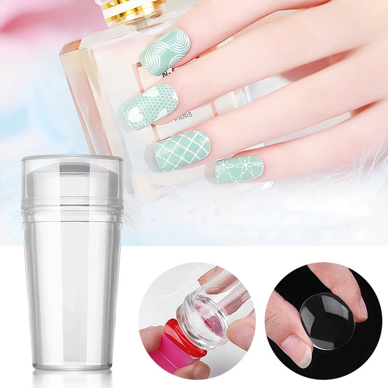 

3pcs/set Fashion Nail Art Manicure Transfer Polish French Crystal Silicone Head With Scraper Stamping Stamping Plate