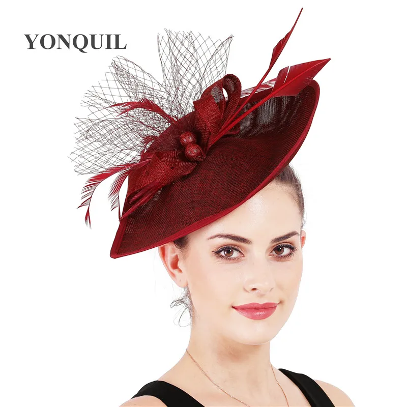 

Elegant Women Fascinators Party Dinner Tea Hats Big Cocktail Chapeau Cap Mesh Hats Feather Hair Accessory Bride Fashion Headwear