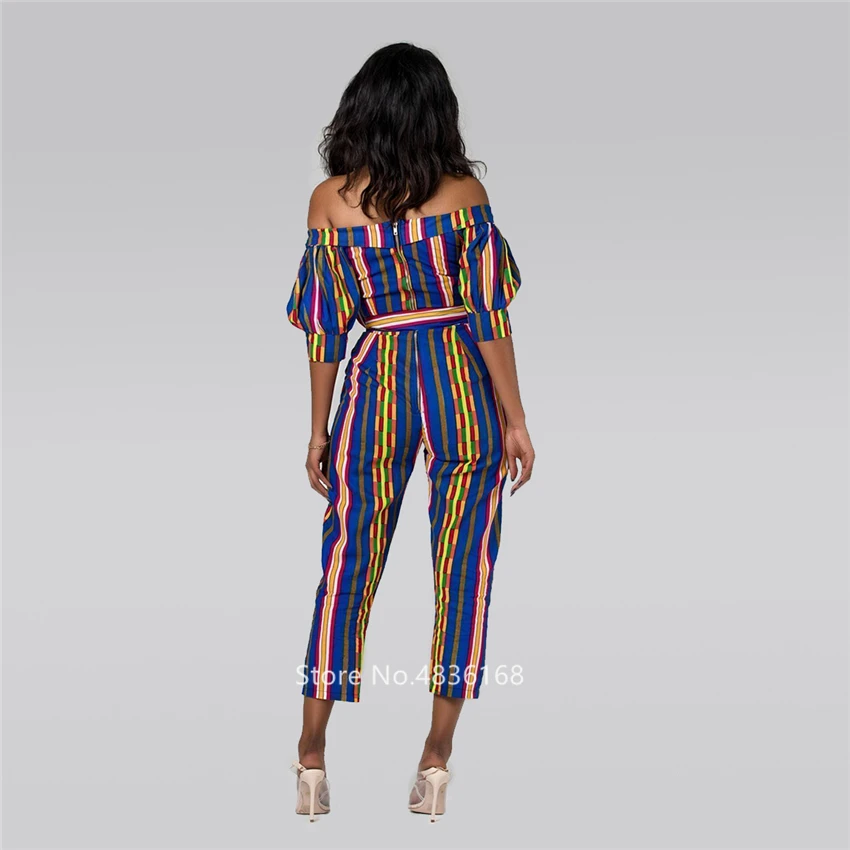 

African Clothes Autumn Ladies Robe Africaine Jumpsuit Plus Pant Dashiki Fashion Shoulder Off African Dresses for Women