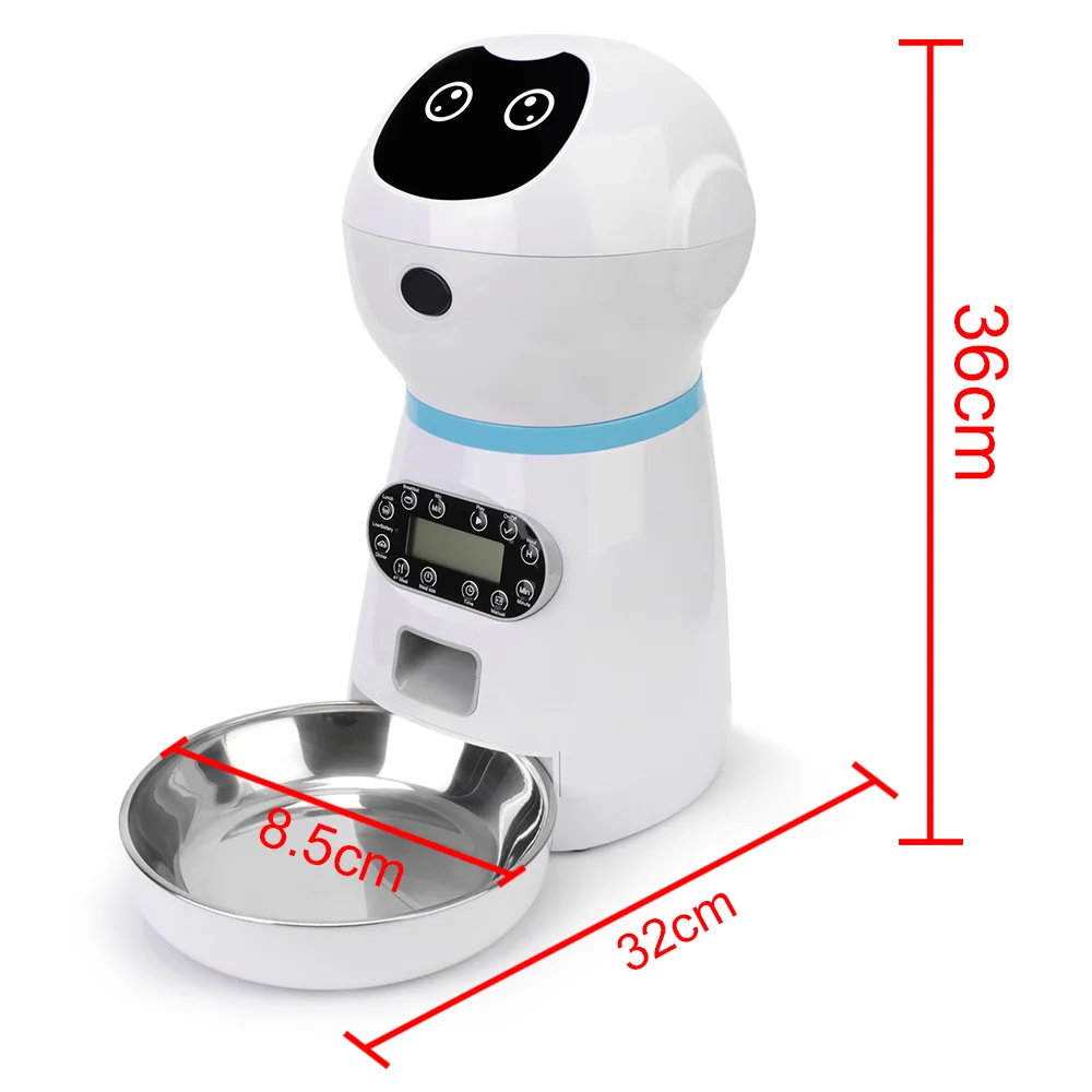 

Stainless Steel Dog Food Bowl Auto Cat LCD Screen Timer EU Plug Automatic Pet Feeders Food Dispenser With Voice Record