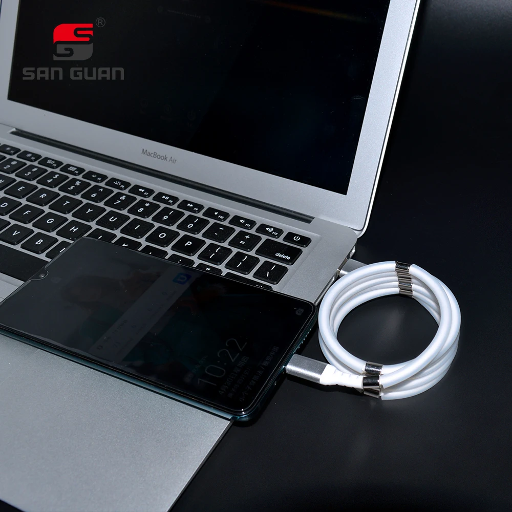 

2020 New Type C Cable USB-C Magnetic Portable Easy-Coil charging data supercalla magnet Cable for Samsung S20 Huawei P40 Mate 30