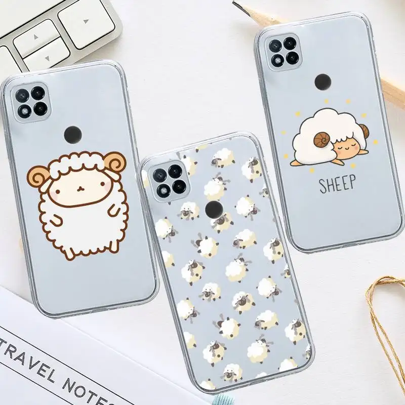 

Cute cartoon sheep animal Phone Case Transparent for Xiaomi redmi note 8 9 10 11 t lite pro ultra mix 4 k40