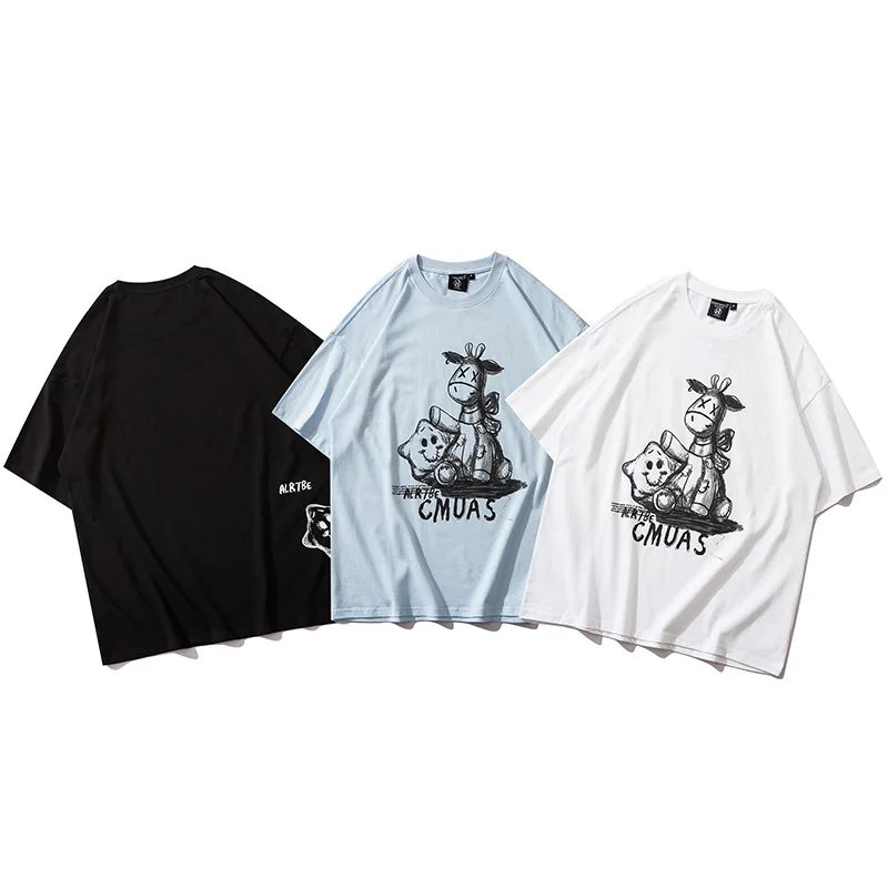 

Harajuku Style T Shirts Men's 2021 New Fun Creative Cartoon Tops Short Sleeved Loose Couple Summer Clothes Sport Casual Koszulki