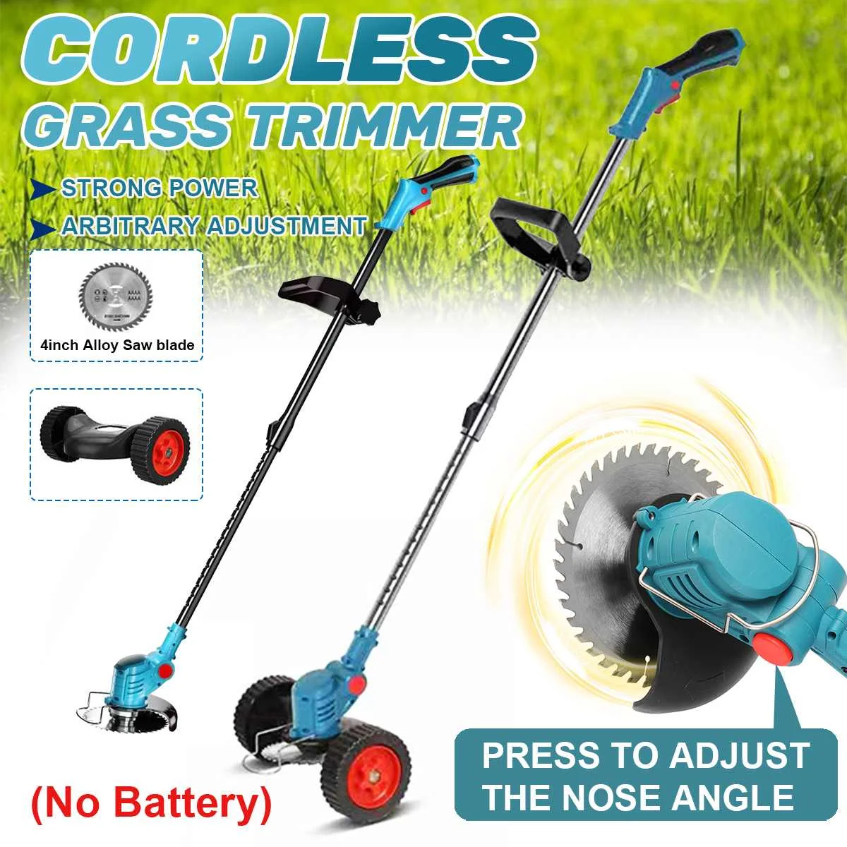 12V Electric Grass Trimmer Brushcutter Lawn Mower Sets Adjustable Hand Cordless Grass Pruning Machine Garden Tools (Only Tool)
