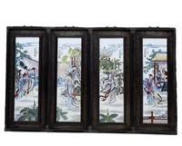 laojunlu a set of hanging screens with mahogany clad copper leather frame inlaid with pastel characters twelve golden