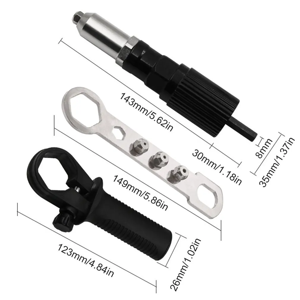 

High Quality Electric Rivet Gun Core Pull Rivet Gun Adapters Electric Drill Rivet Machine Grab Rivets Rivet Gun Heads