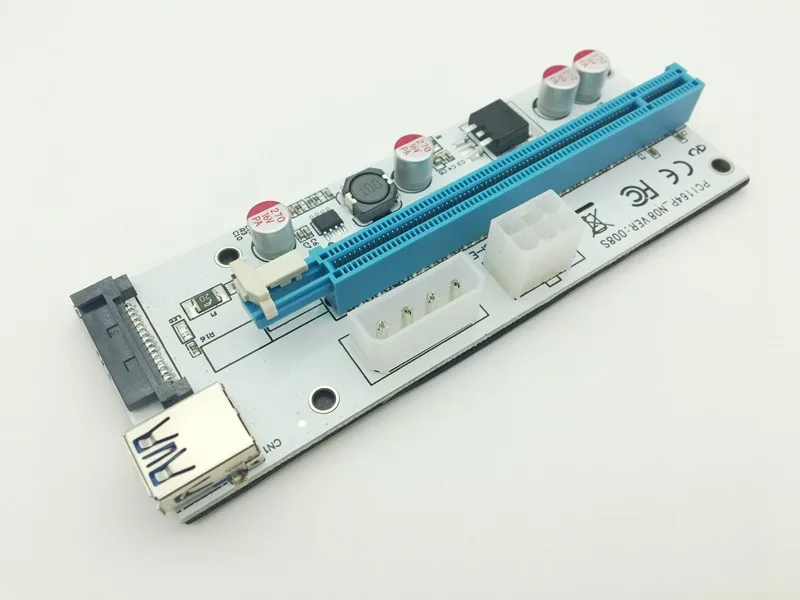 Новый Белый PCI-E Riser 008 Express 1X 4x 8x 16x расширитель PCI E USB 008S адаптер SATA 15pin для BTC Miner USB3.0 |