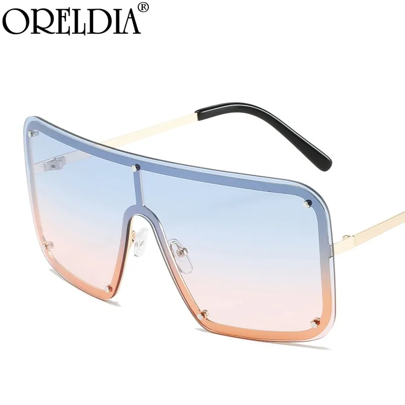 

Oversized Women Gradient Sunglasses 2021 Fashion Rimless Metal Female Shades Luxury Brand Designer Personality Eyewear UV400