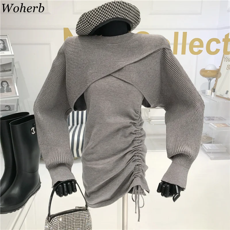 Woherb сексуальный комплект из двух предметов женская трикотажная накидка +