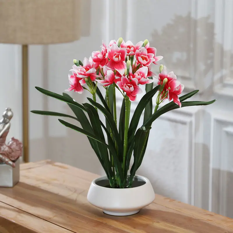 

Modern Simulation Daffodil Fake Flower Ceramic Vase Set Home Coffee Table Furnishing Crafts Store Cafe Office Ornaments Decor