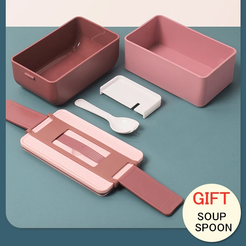 2 в 1 японский Коробки для обедов детей и взрослых микроволновая коробка eco friendly с