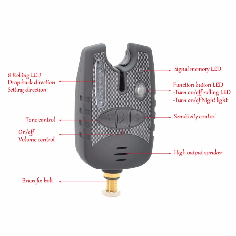 

2pcs Carp Fishing Bite Alarm Bite Indicator with 8 Direction LED Carp Fishing Accessories