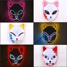 Маска на все лицо аниме Demon Slayer со светодиодсветильник кой, модная светящаяся для Хэллоуина, светящаяся Косплей-реквизиты для вечеринки маска на Хэллоуин