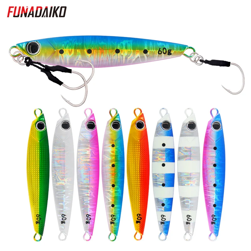 

FUNADAIKO Jigging fishing lure shore casting slow jig matel fishing baits artificial luminous lure 30g40g60g