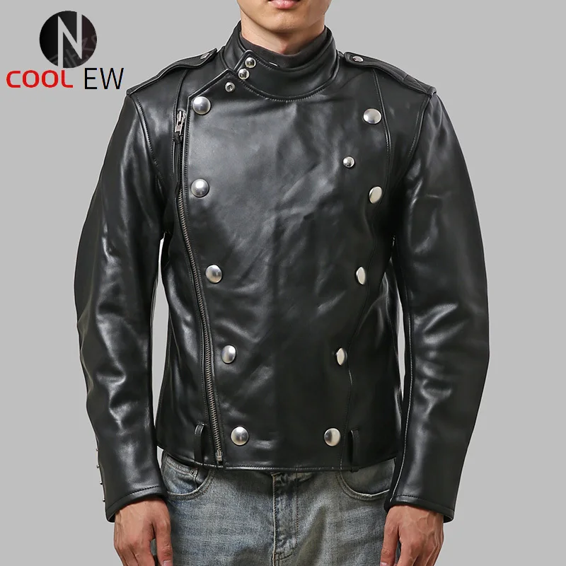 

HD J31 Read Description! Asian Size Men's Genuine Thick Heavy Cowhide Leather Coat Vintage Looking Stylish Rider Jacket