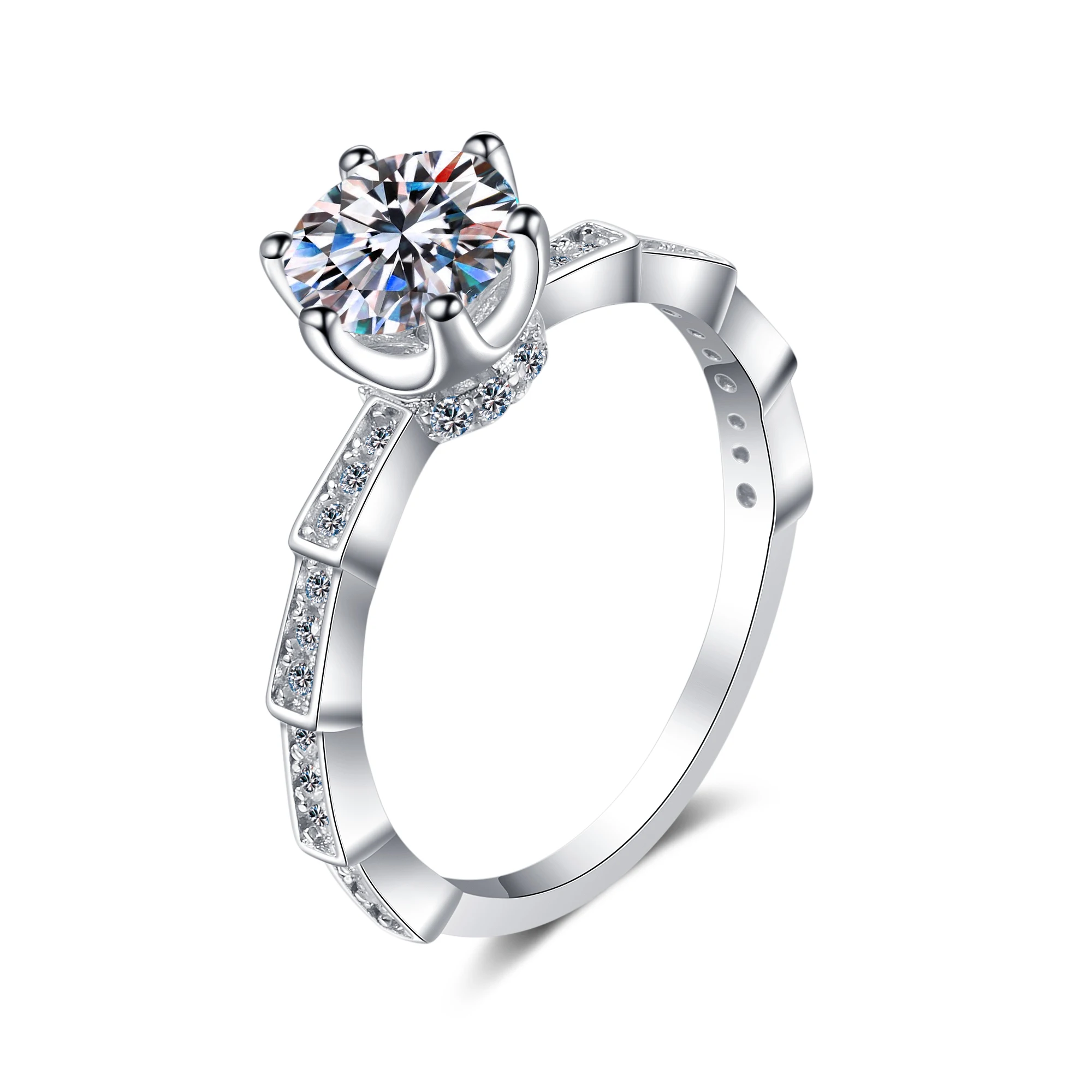 

DUQ 925 sterling silver ring 0.5ct 1ct Classic style Diamond jewelry Moissanite ring Wedding Party Anniversary Ring For Women