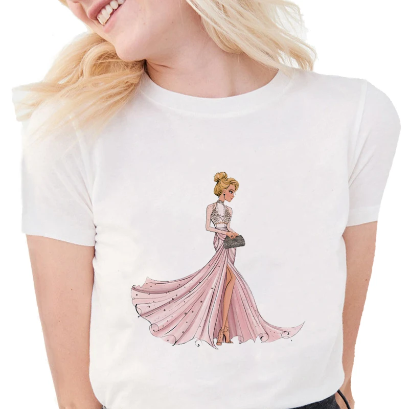 Hi Fashion Glamor Girl футболки женские летние Vogue graphic tees Женские повседневные белые топы